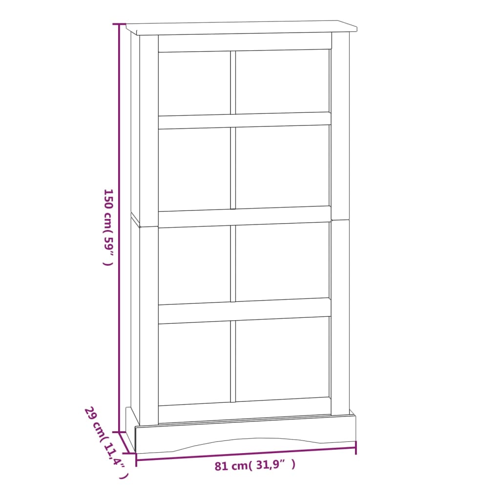 vidaXL Estante 4 prateleiras Corona pinho mexicano 81x29x150cm branco