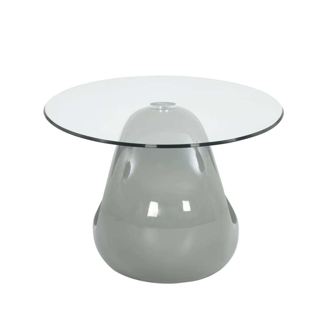 vidaXL Mesa de centro com tampo de vidro oval cinzento brilhante