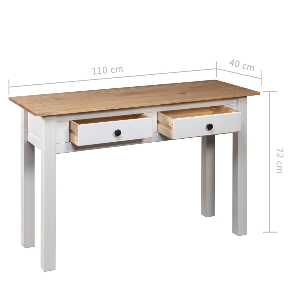 vidaXL Mesa consola 110x40x72 cm pinho maciço Panama branco