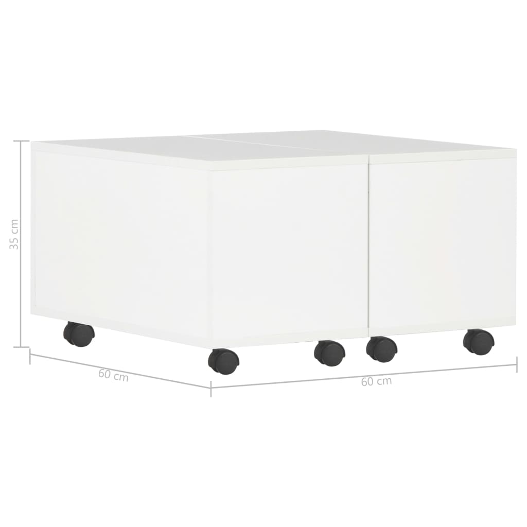 vidaXL Mesa de centro 60x60x35 cm contraplacado branco brilhante