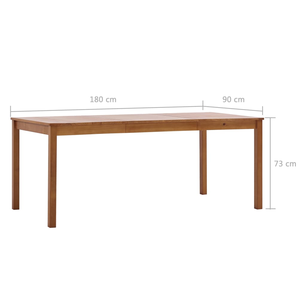 vidaXL Mesa de jantar 180x90x73 cm madeira de pinho castanho mel