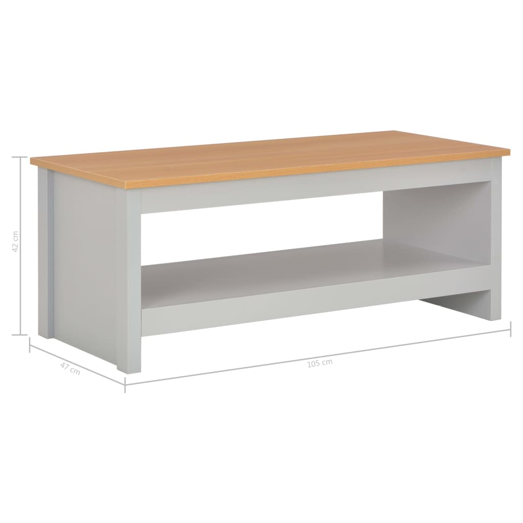 vidaXL Mesa de centro 105x47x42 cm cinzento