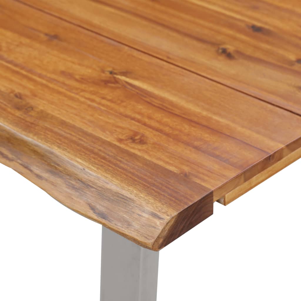 vidaXL Mesa de jantar 140x80x75 cm acácia maciça e aço inoxidável