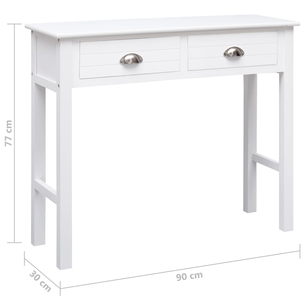 vidaXL Mesa consola 90x30x77 cm madeira branco