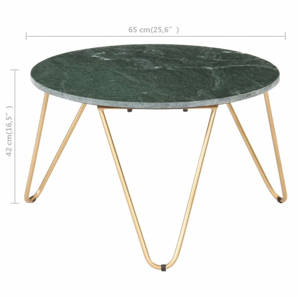 vidaXL Mesa centro 65x65x42cm pedra genuína textura mármore verde