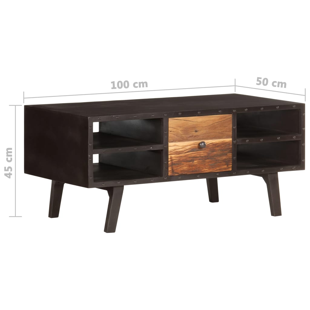 vidaXL Mesa de centro 100x50x45 cm madeira recuperada maciça