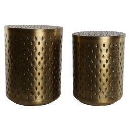 Gift Decor|Conjunto de 2 mesas Preto Dourado 50 x 50 x 50 cm