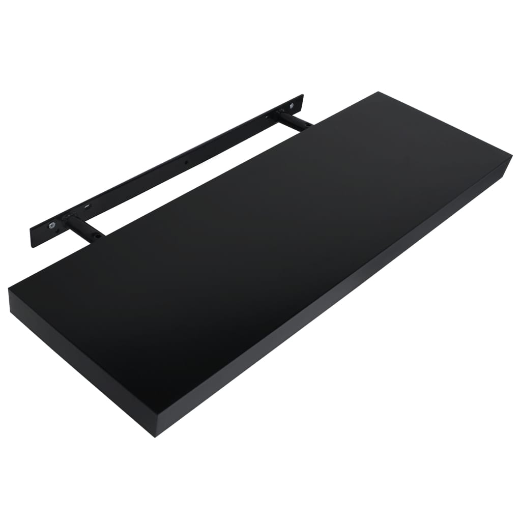 vidaXL Prateleiras de parede suspensas 2 pcs 100x20x3,8 cm preto