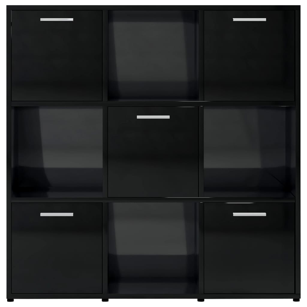 vidaXL Estante 90x30x90 cm contraplacado preto brilhante