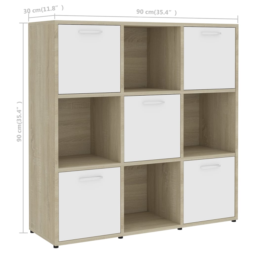 vidaXL Estante 90x30x90 cm contraplacado cor branco e carvalho sonoma