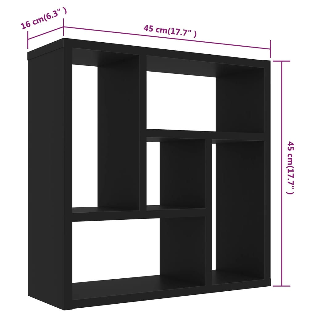 vidaXL Estante de parede 45,1x16x45,1 cm derivados de madeira preto