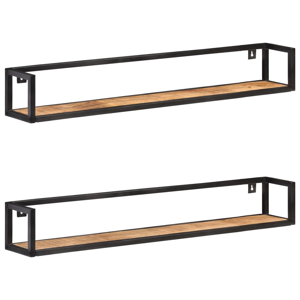 vidaXL Prateleiras de parede 2 pcs 120 cm madeira de mangueira áspera