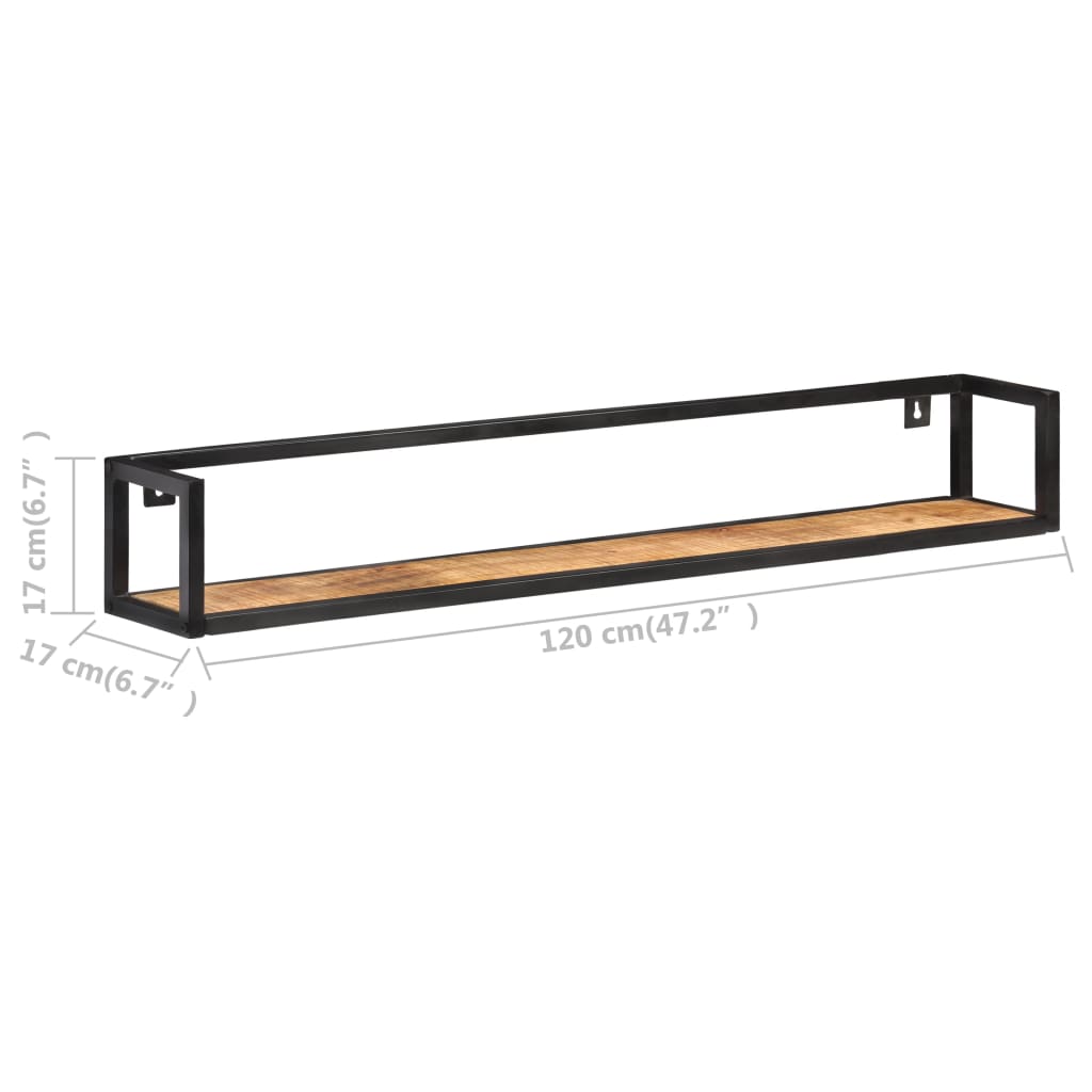 vidaXL Prateleiras de parede 2 pcs 120 cm madeira de mangueira áspera