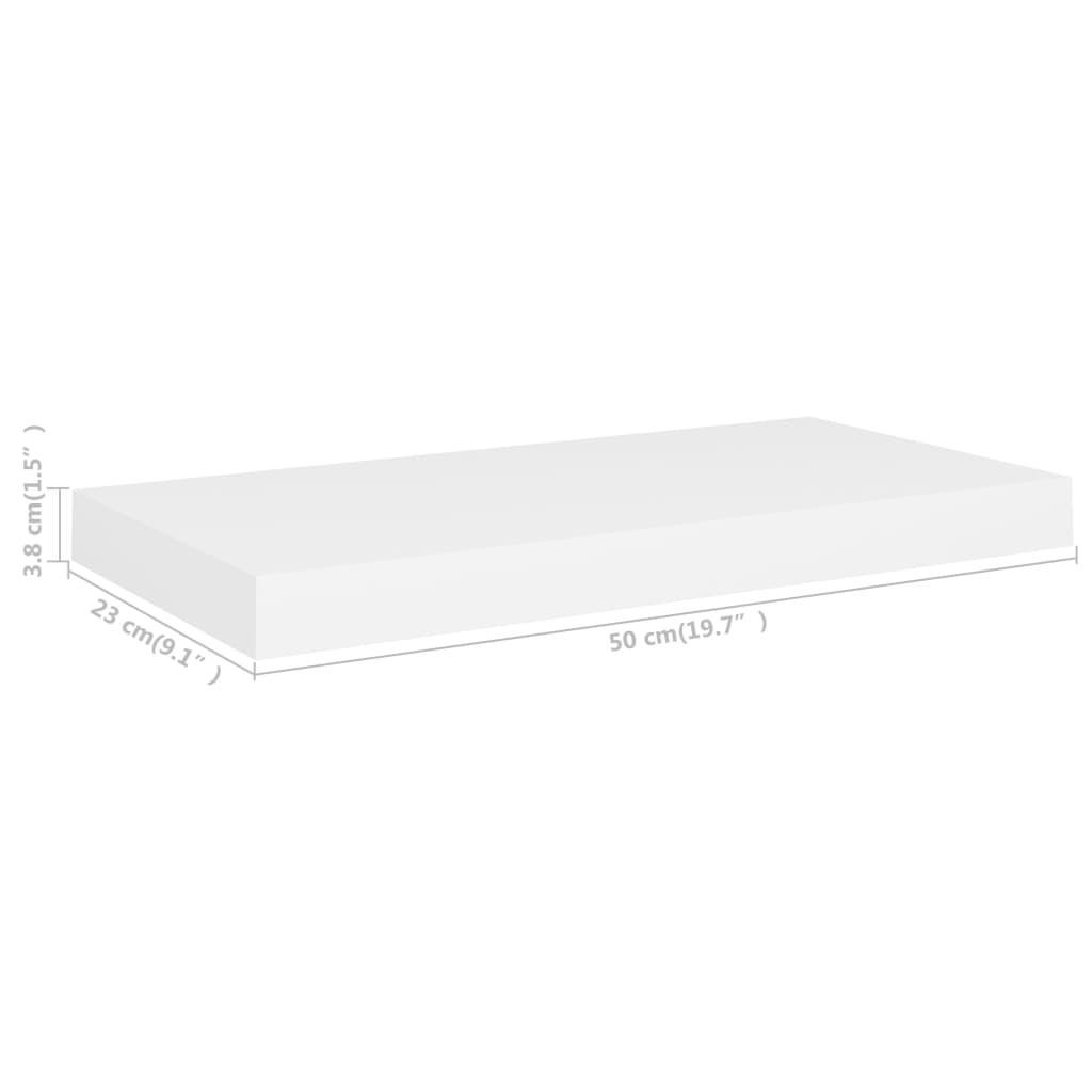 vidaXL Prateleiras de parede suspensas 4 pcs 50x23x3,8cm MDF branco