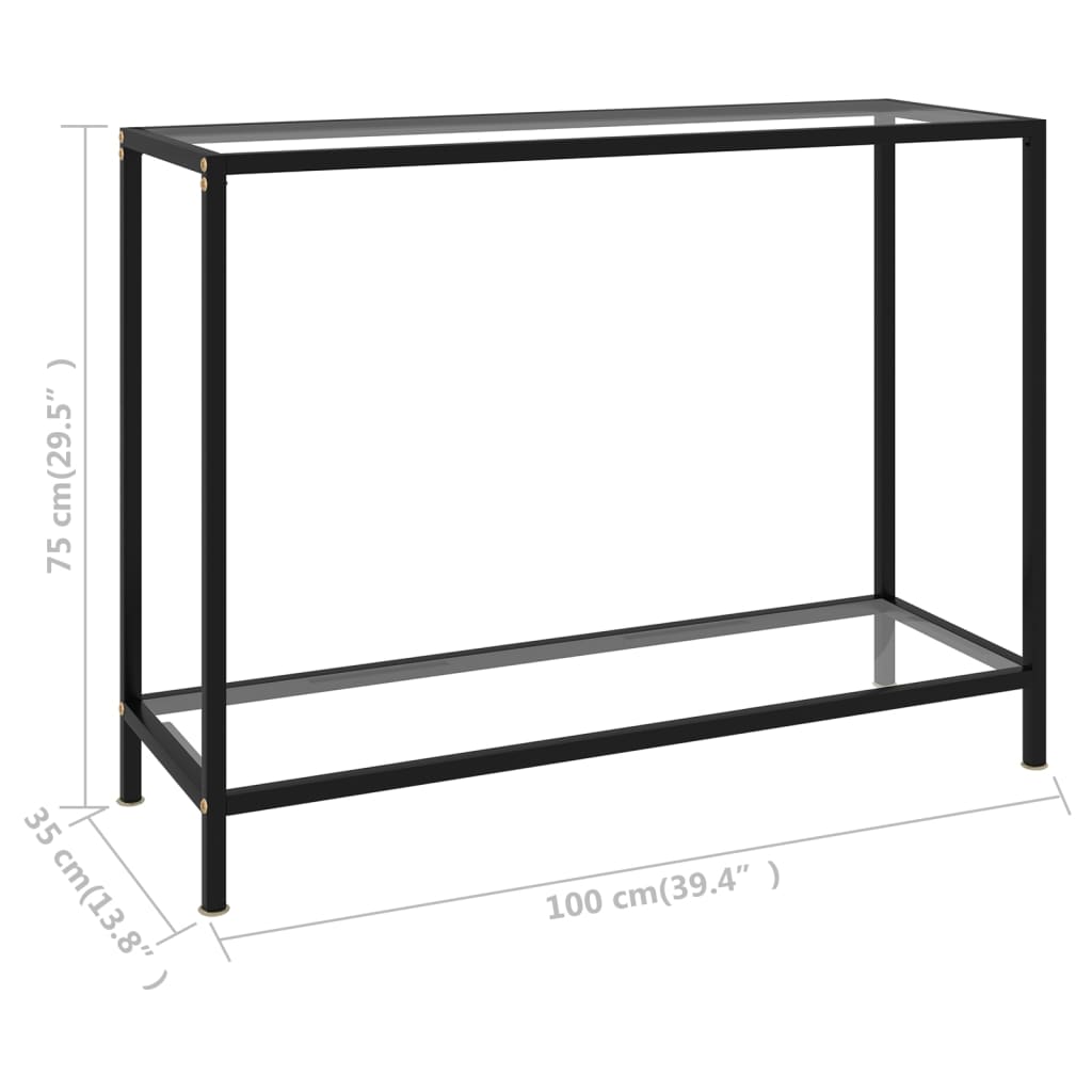 vidaXL Mesa consola 100x35x75 cm vidro temperado transparente