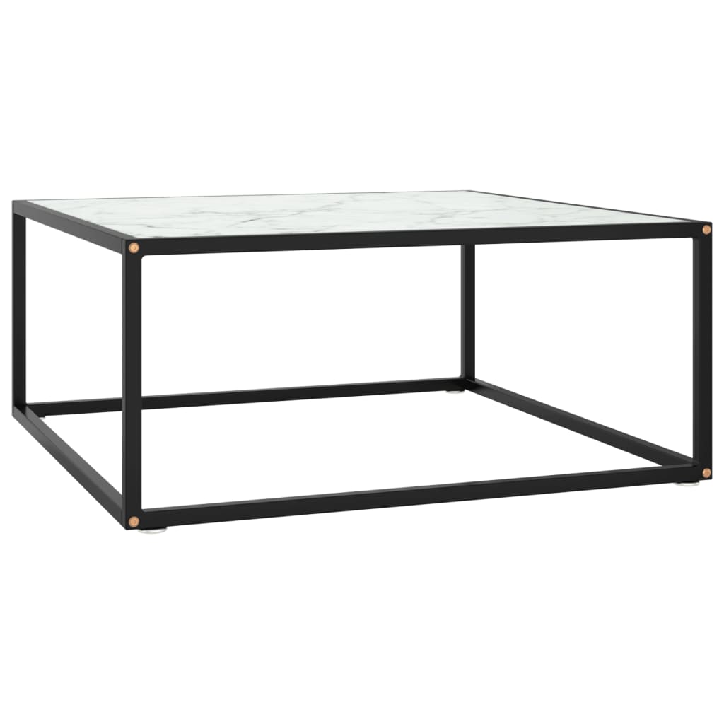 vidaXL Mesa de centro 80x80x35 cm vidro mármore branco