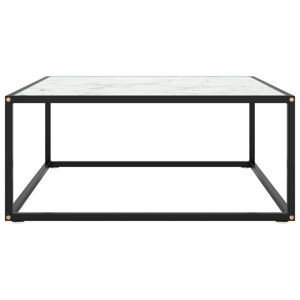 vidaXL Mesa de centro 80x80x35 cm vidro mármore branco