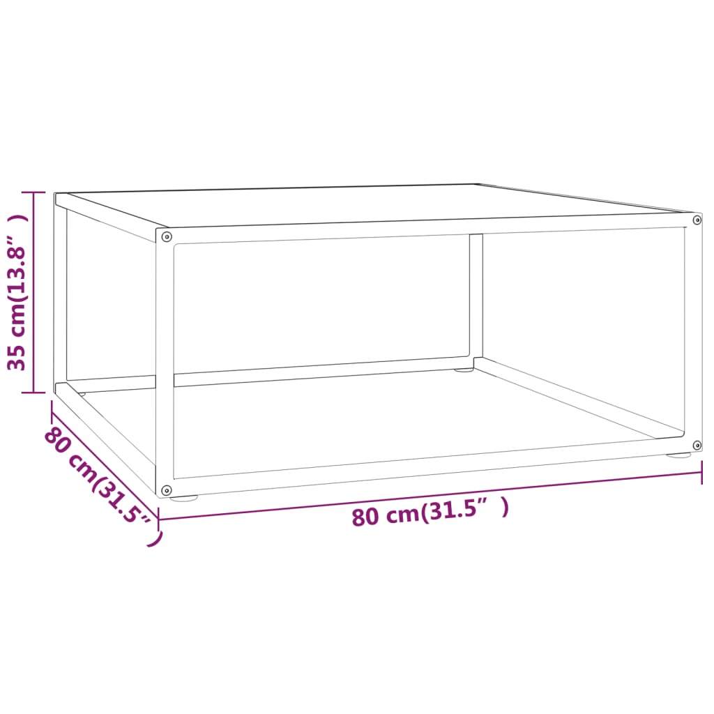 vidaXL Mesa de centro 80x80x35 cm vidro mármore branco