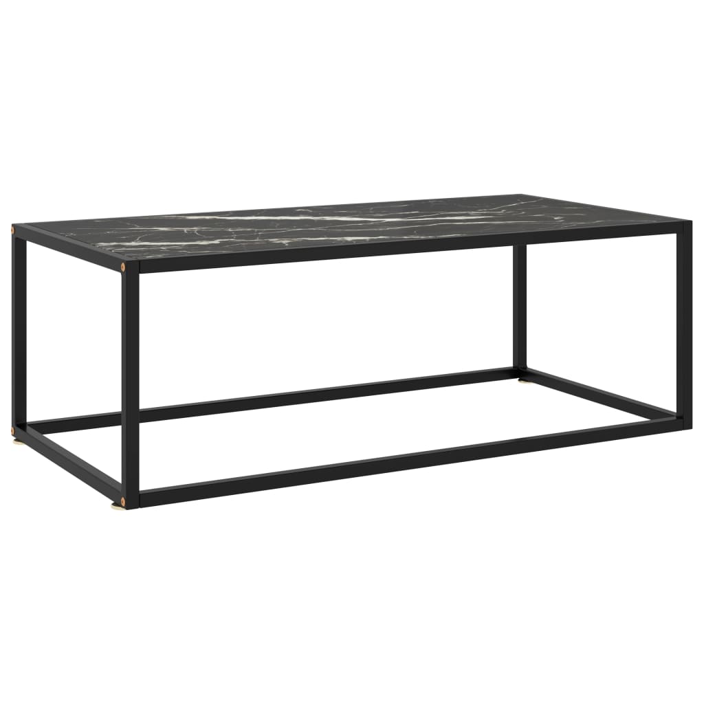 vidaXL Mesa de centro 100x50x35 cm vidro mármore preto