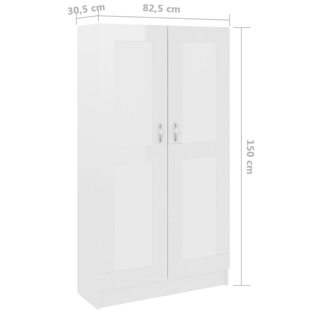 vidaXL Estante 82,5x30,5x150 cm contraplacado branco brilhante