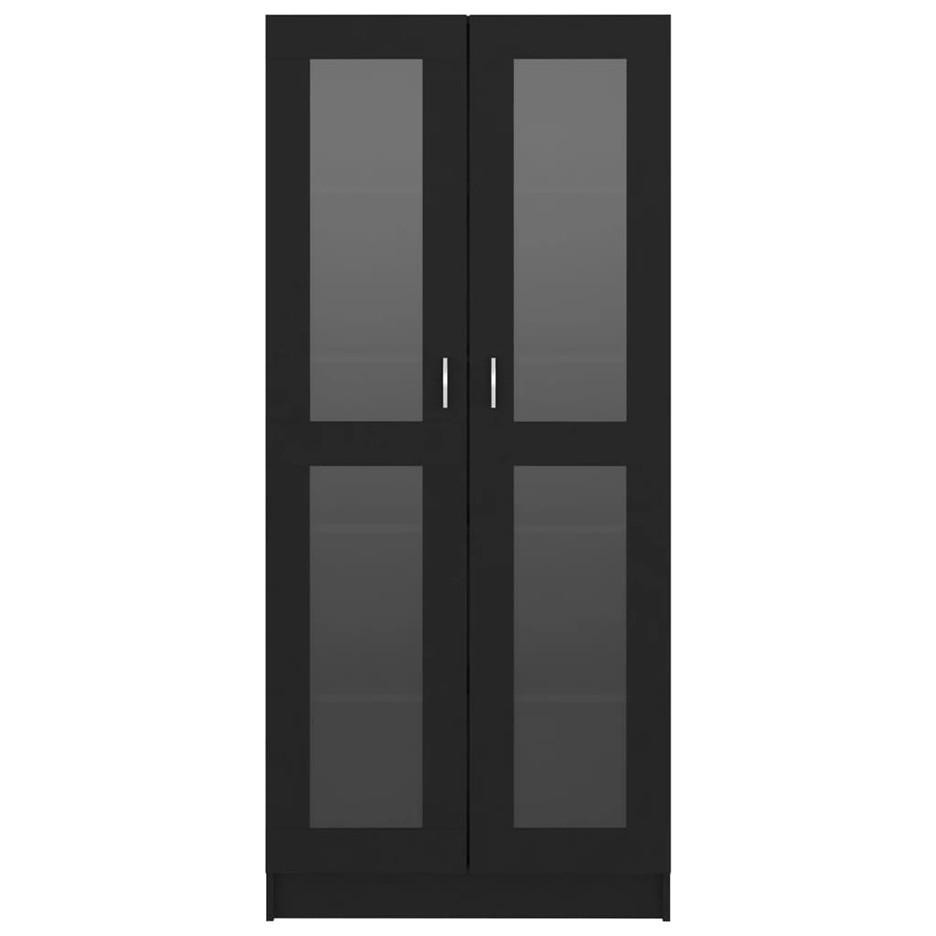 vidaXL Armário vitrine 82,5x30,5x185,5 cm contraplacado preto