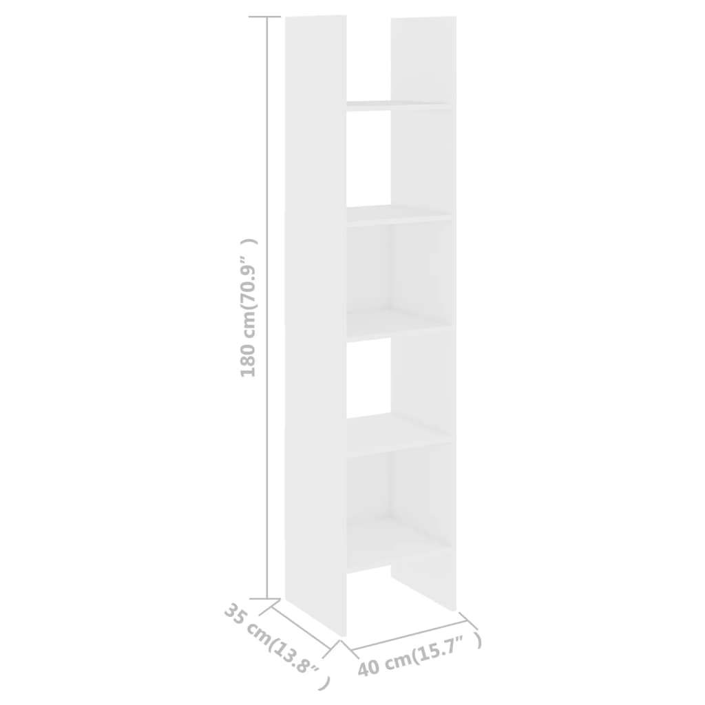 vidaXL Estante de livros 40x35x180 cm derivados de madeira branco