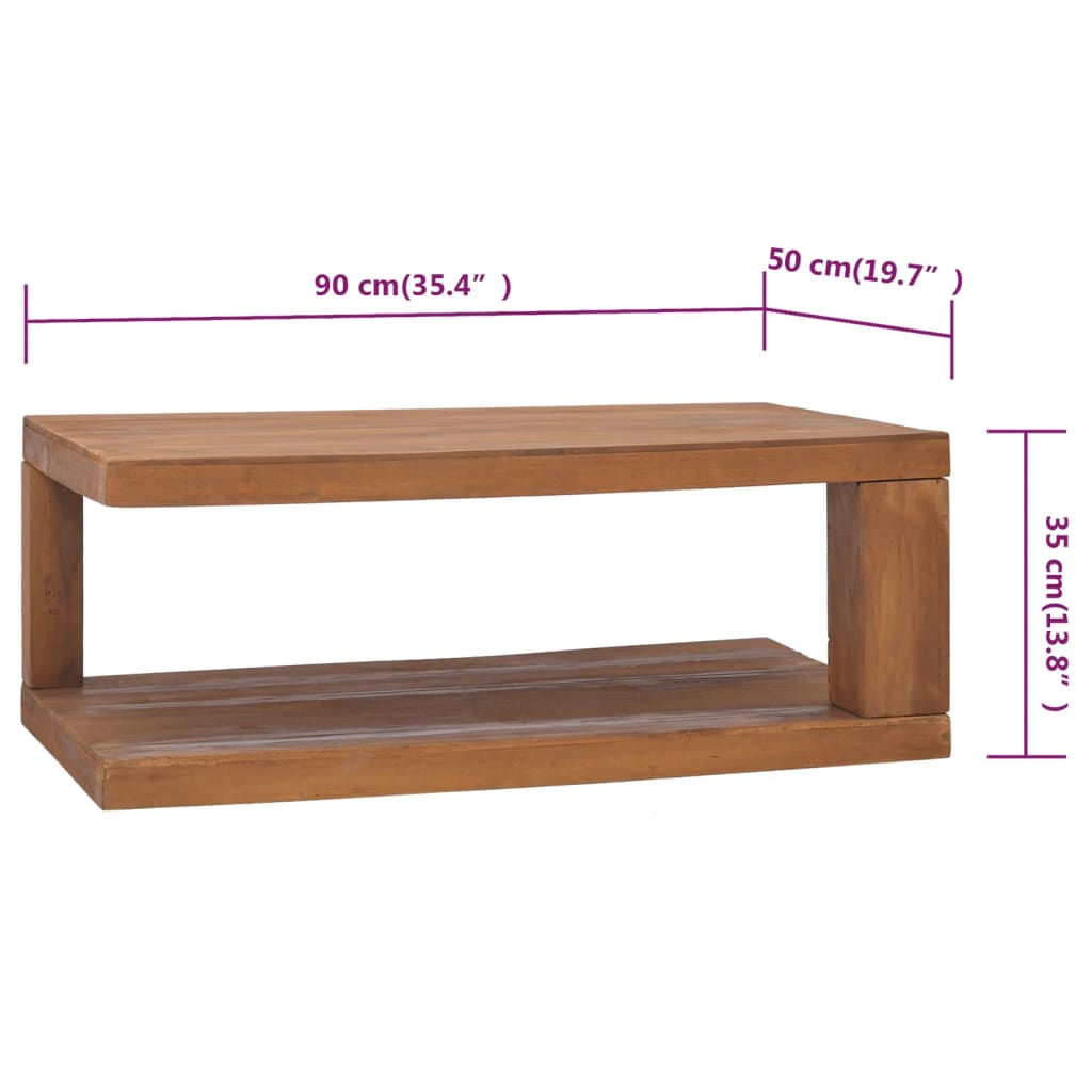 vidaXL Mesa de centro 90x50x35 cm madeira de teca maciça