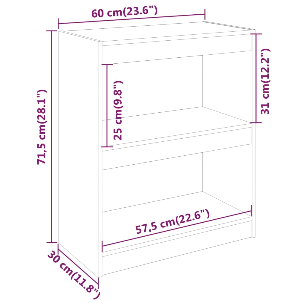 vidaXL Estante/divisória 60x30x71,5 cm pinho maciço castanho mel