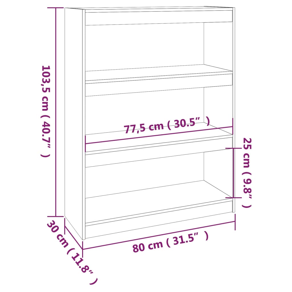 vidaXL Estante/divisória 80x30x103,5 cm madeira de pinho maciça branco