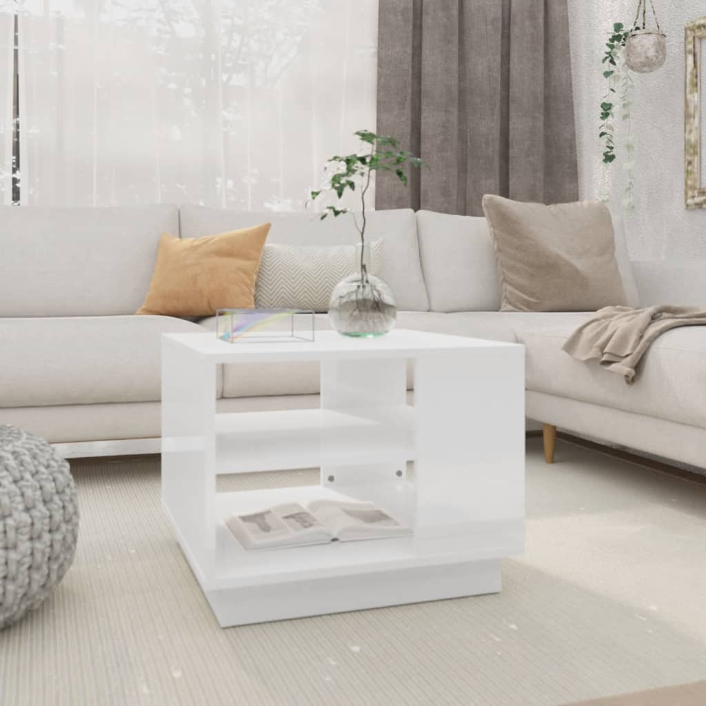 vidaXL Mesa de centro 55x55x43 cm aglomerado branco brilhante