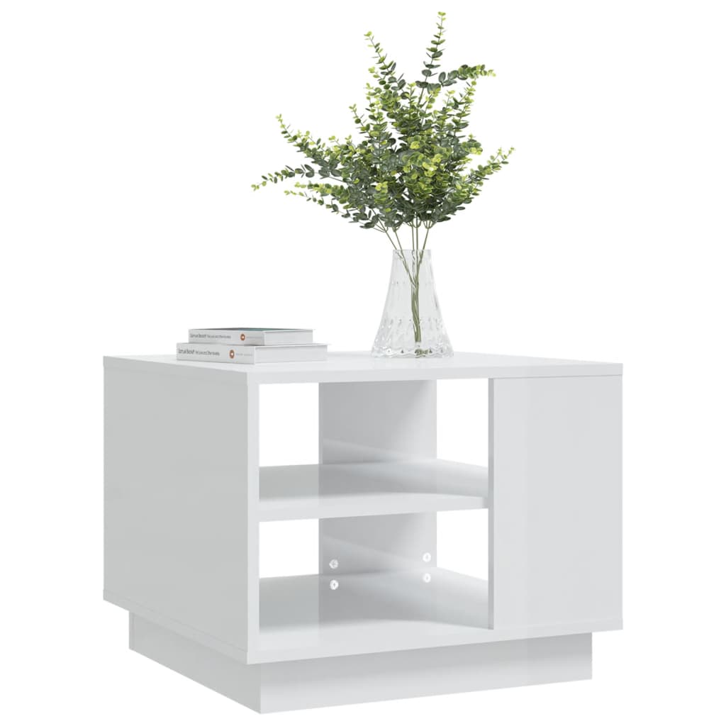 vidaXL Mesa de centro 55x55x43 cm aglomerado branco brilhante