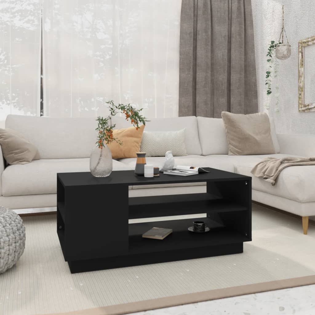 vidaXL Mesa de centro 102x55x43 cm aglomerado preto