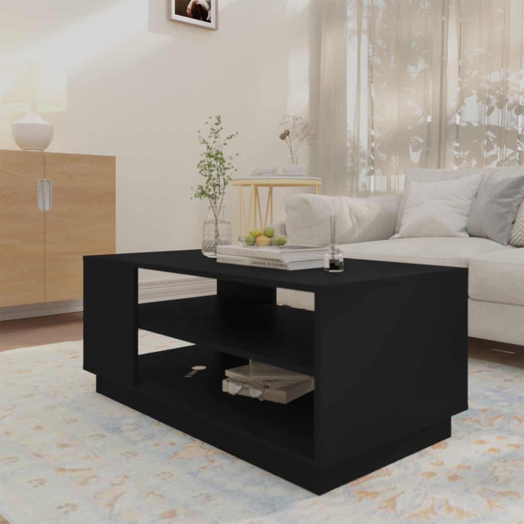 vidaXL Mesa de centro 102x55x43 cm aglomerado preto