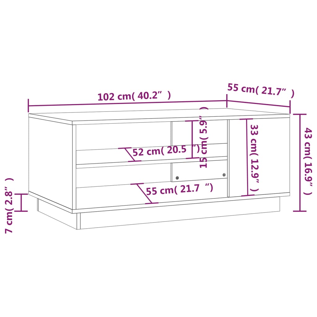 vidaXL Mesa de centro 102x55x43 cm aglomerado preto