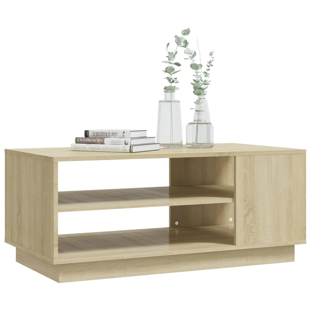 vidaXL Mesa de centro 102x55x43 cm contraplacado carvalho sonoma