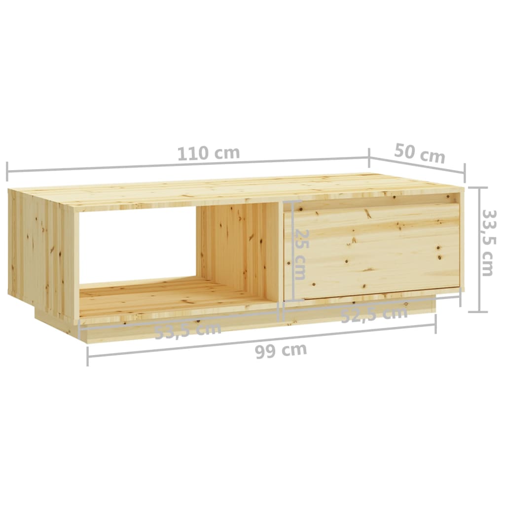 vidaXL Mesa de centro 110x50x33,5 cm abeto maciço