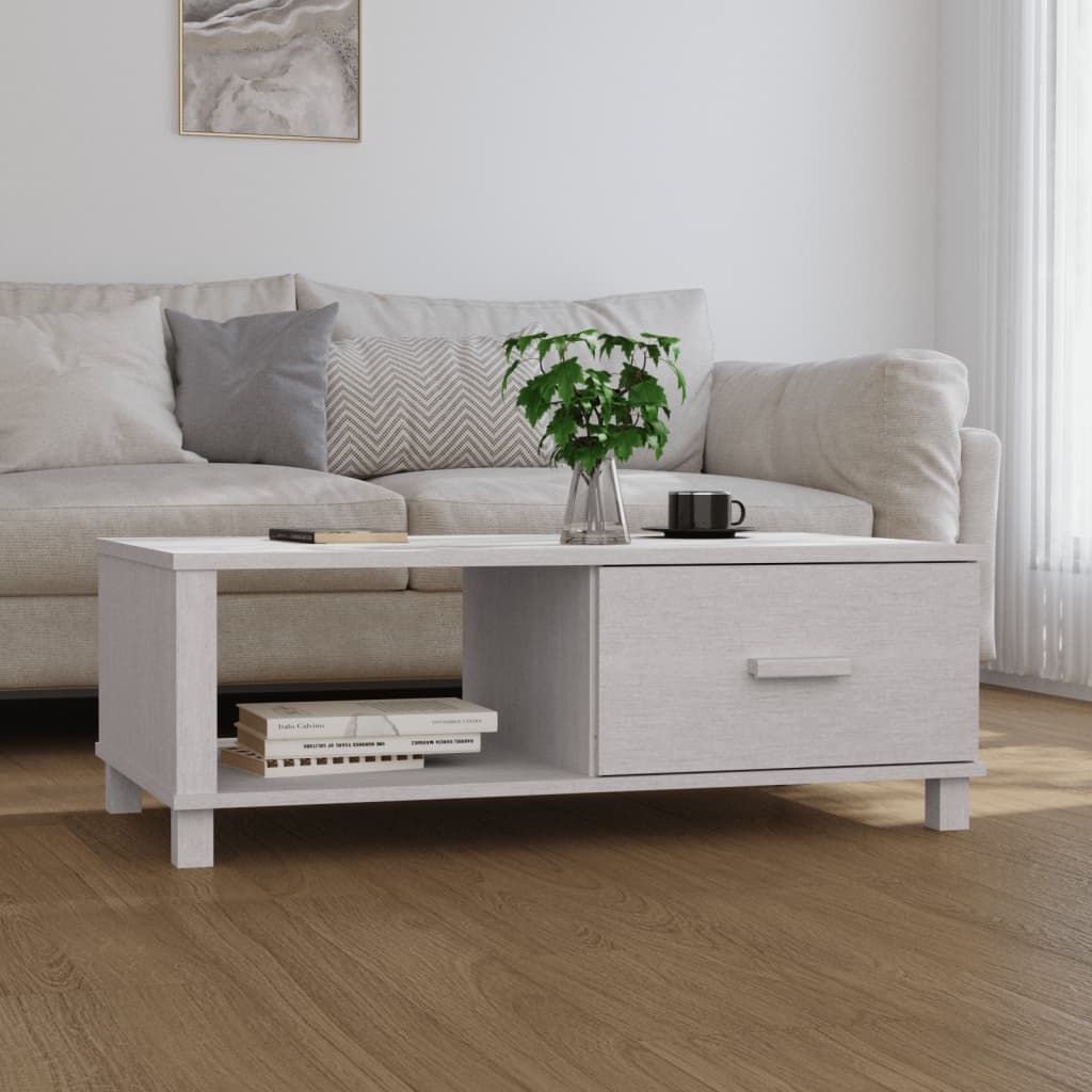 vidaXL Mesa de centro HAMAR 100x55x35 cm pinho maciço branco