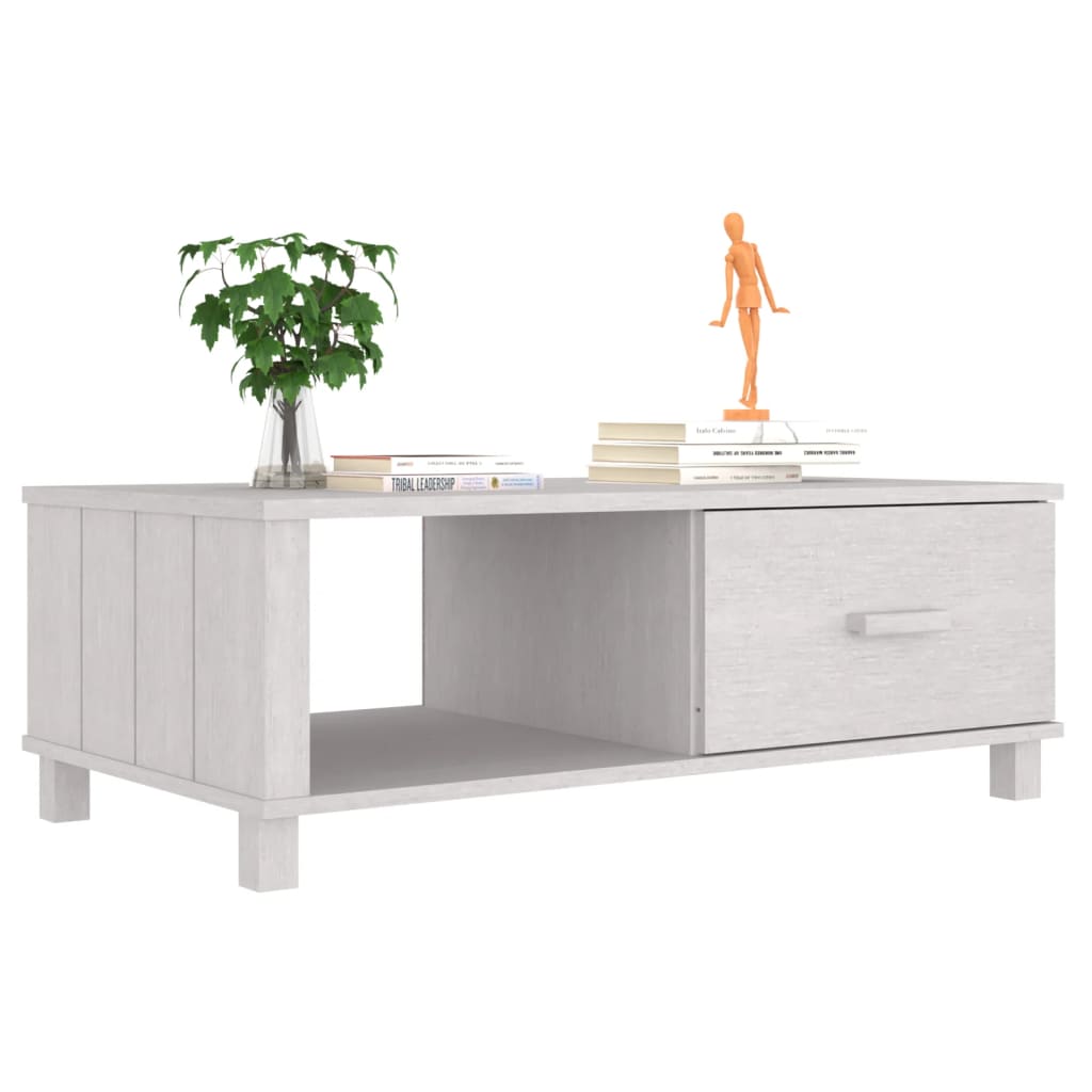 vidaXL Mesa de centro HAMAR 100x55x35 cm pinho maciço branco