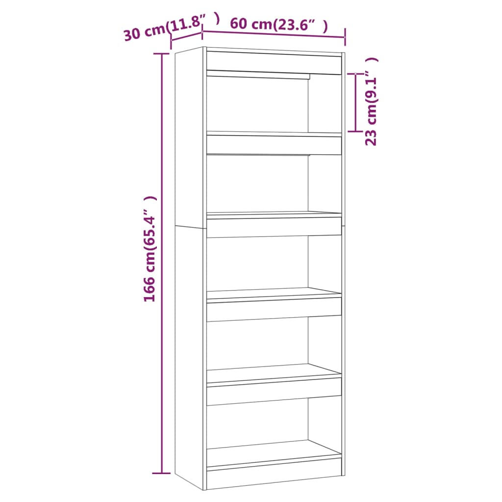 vidaXL Estante/divisória 60x30x166 cm contraplacado branco brilhante