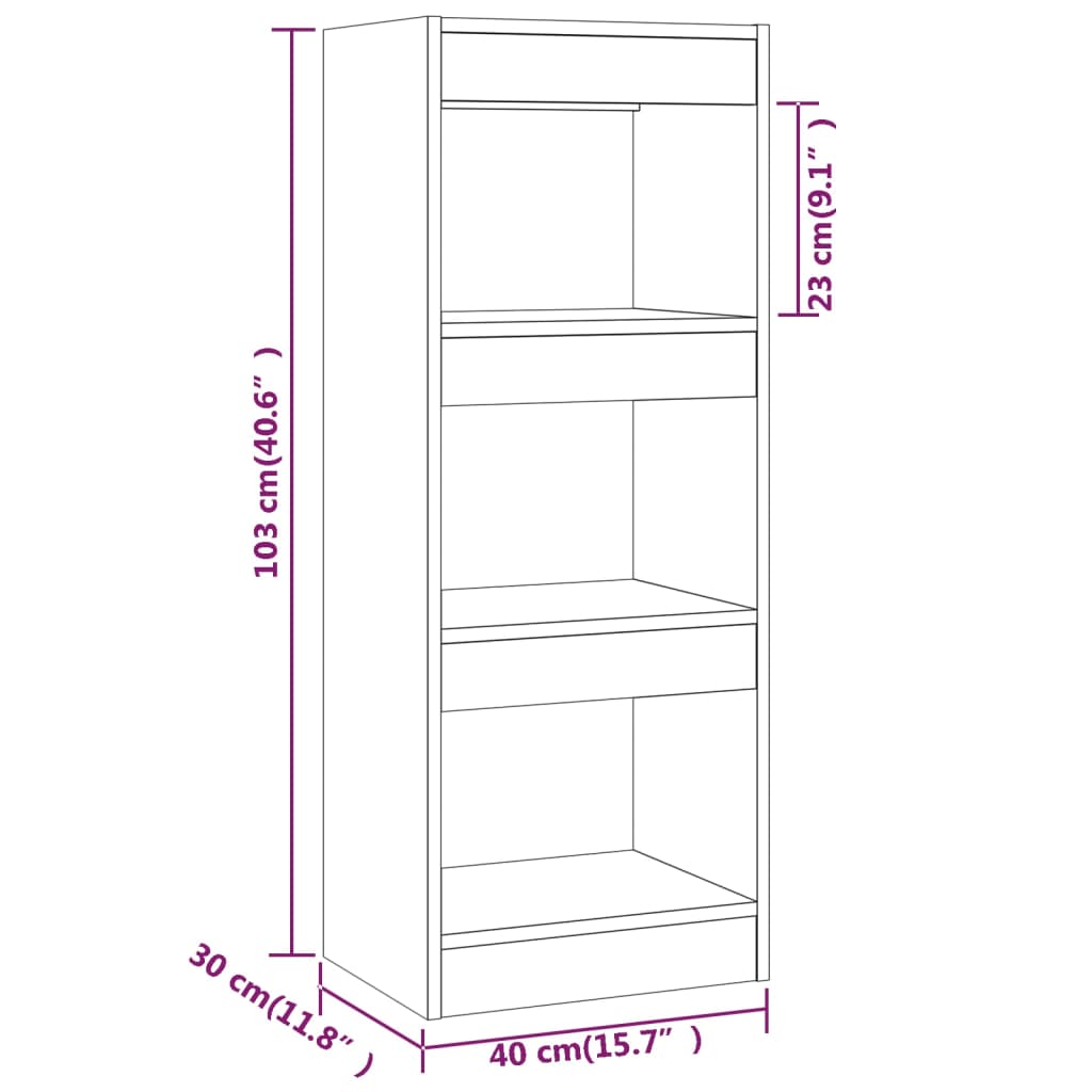 vidaXL Estante/divisória 40x30x103cm contraplacado cor carvalho sonoma