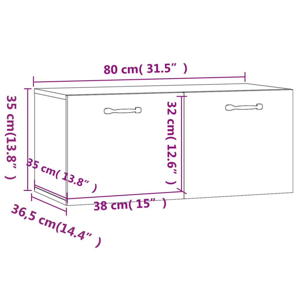 vidaXL Armário parede 80x36,5x35 cm derivados madeira cinzento sonoma