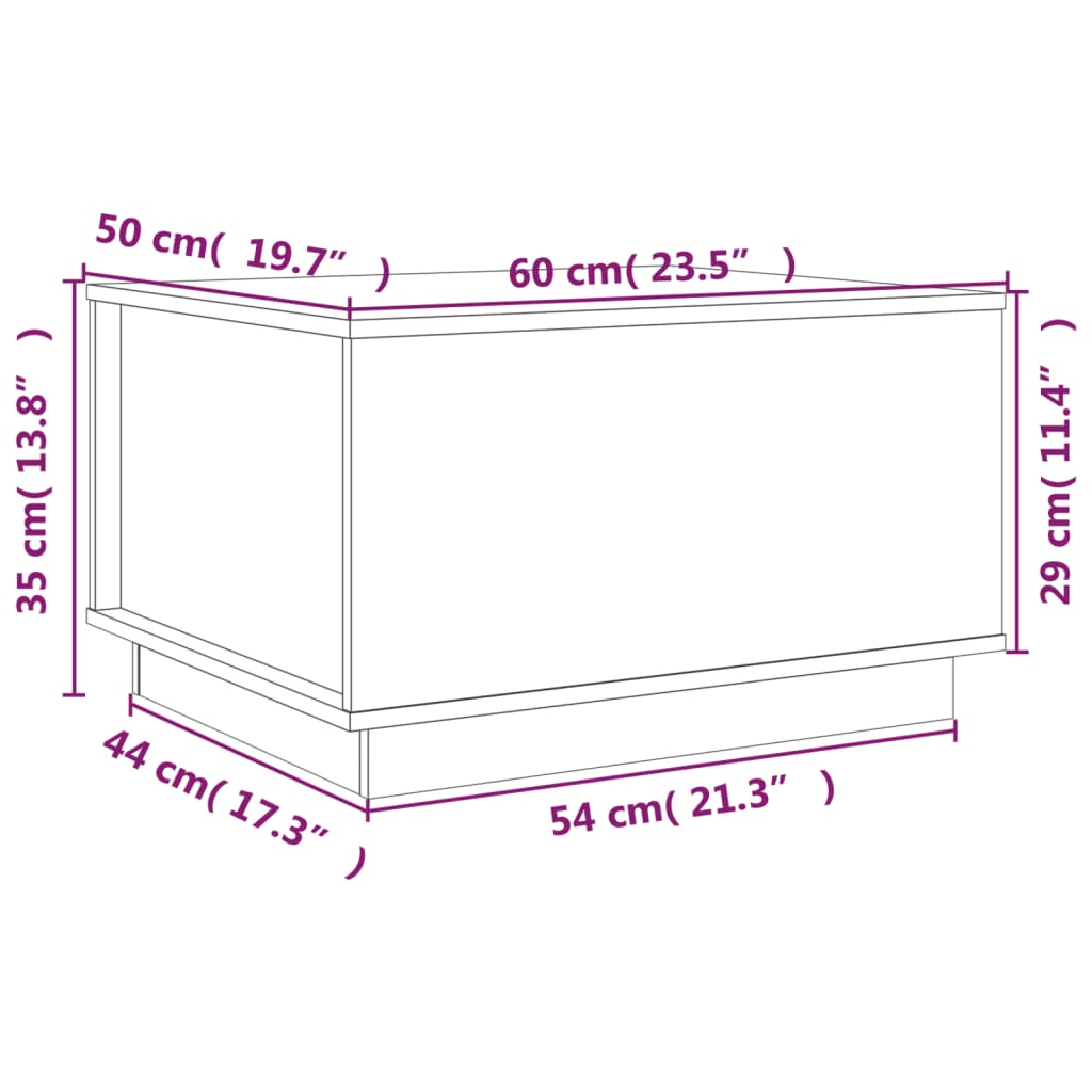 vidaXL Mesa de centro 60x50x35 cm pinho maciço cinza