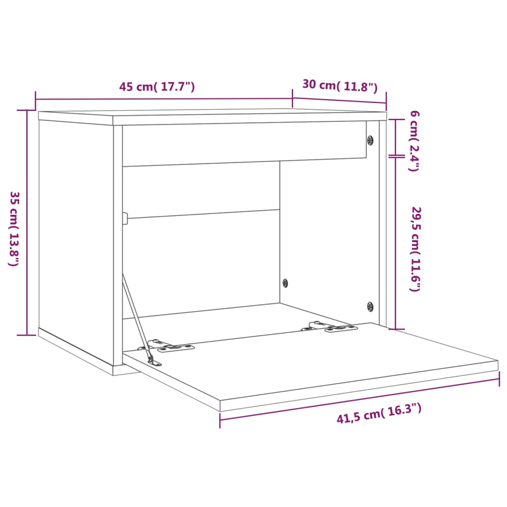 vidaXL Armário de parede 45x30x35 cm pinho maciço castanho mel