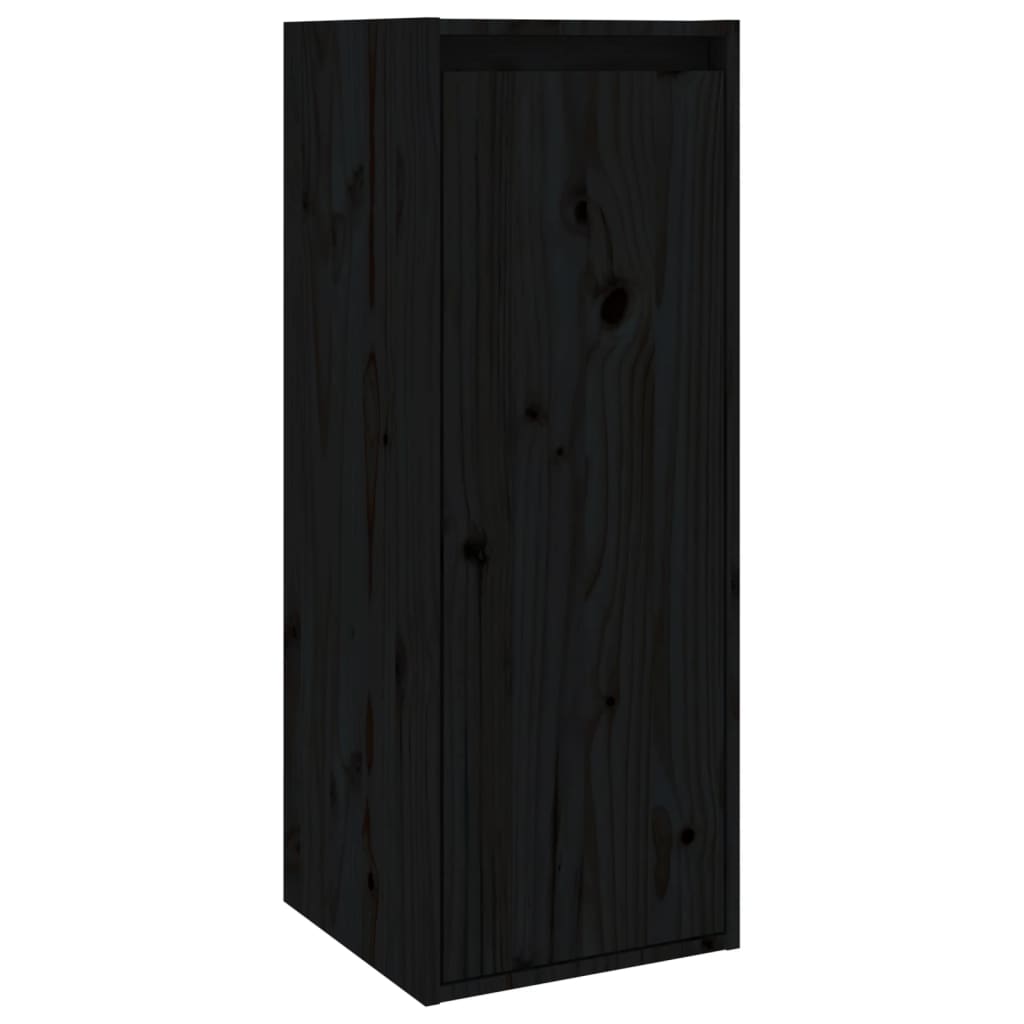 vidaXL Armários de parede 2 pcs 30x30x80 cm pinho maciço preto