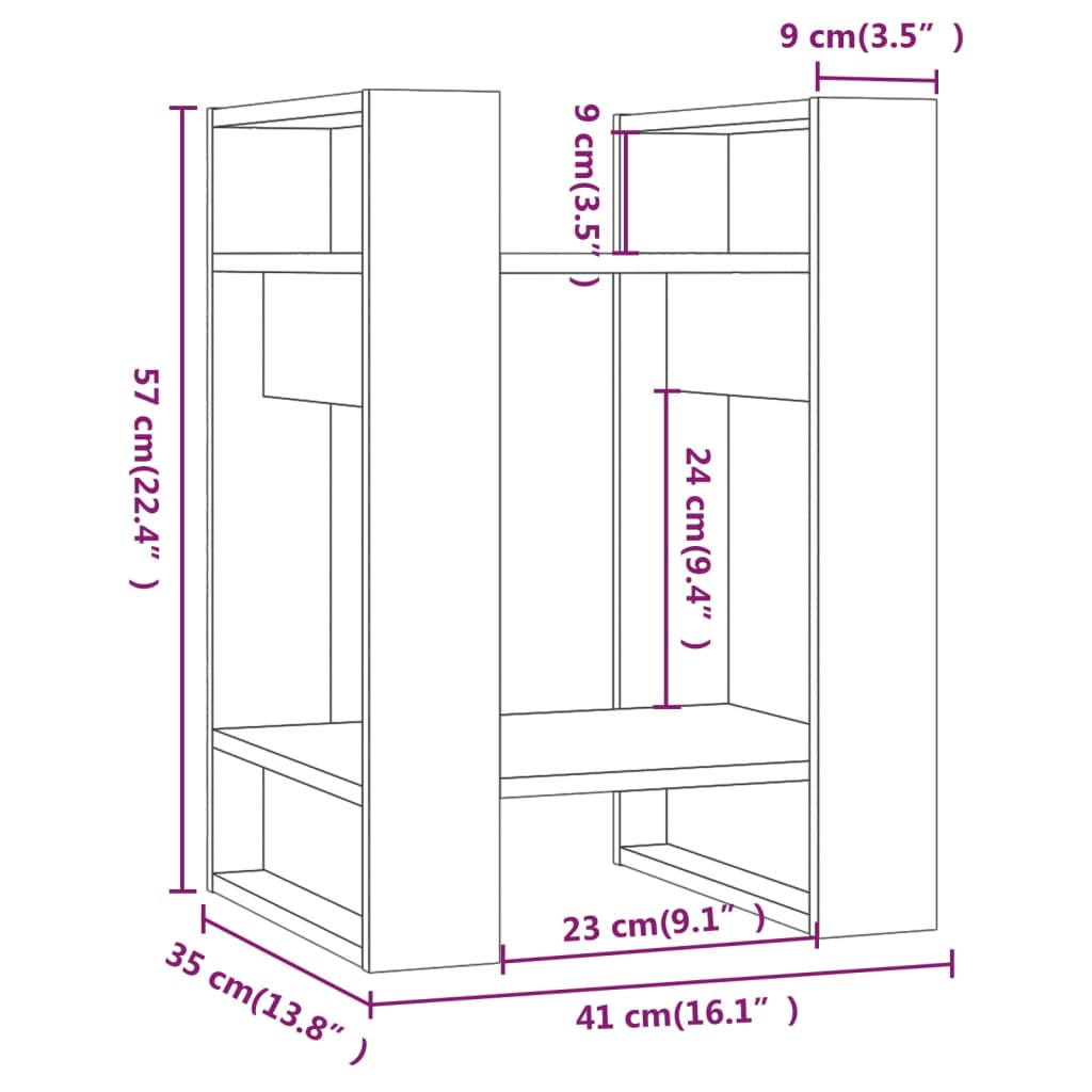 vidaXL Estante/divisória 41x35x57 cm pinho maciço branco