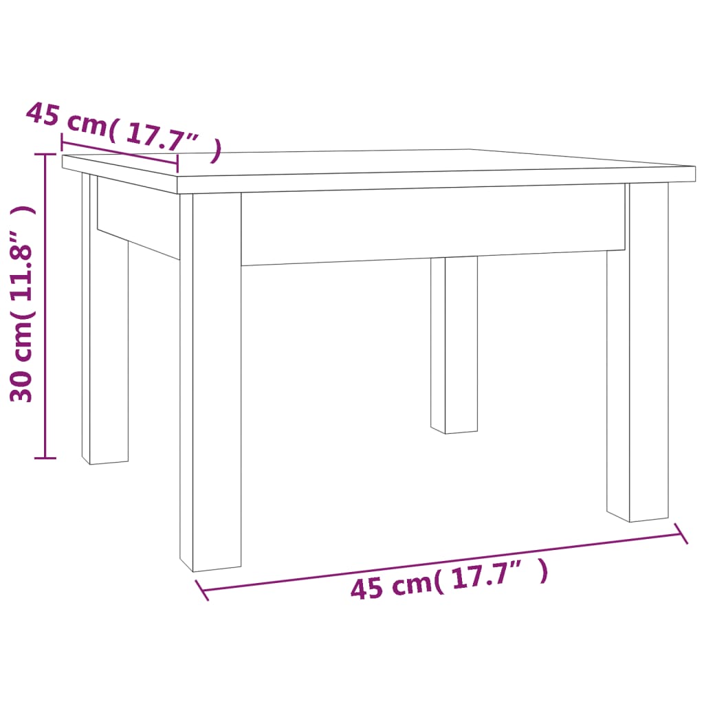 vidaXL Mesa de centro 45x45x30 cm pinho maciço castanho mel