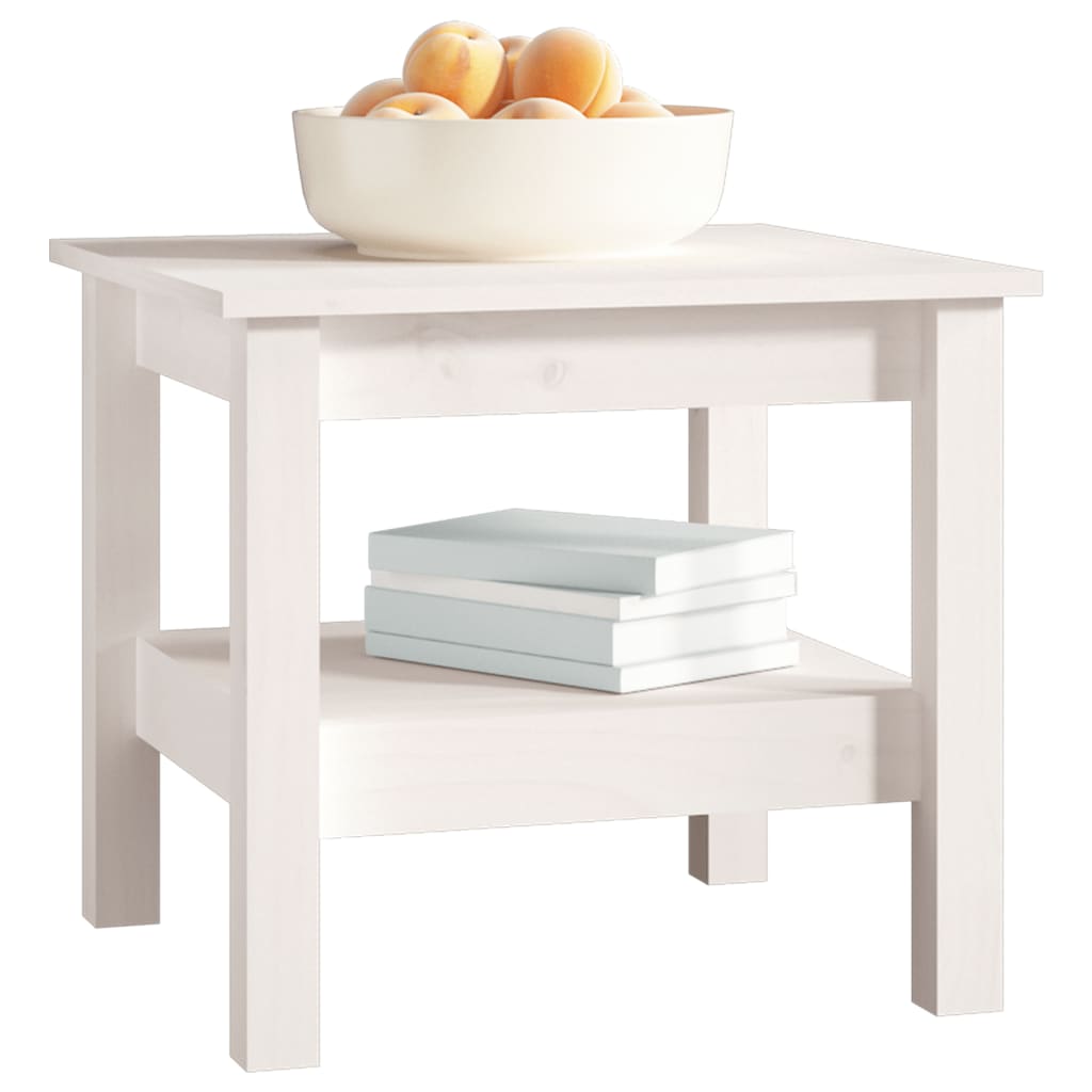 vidaXL Mesa de centro 45x45x40 cm pinho maciço branco