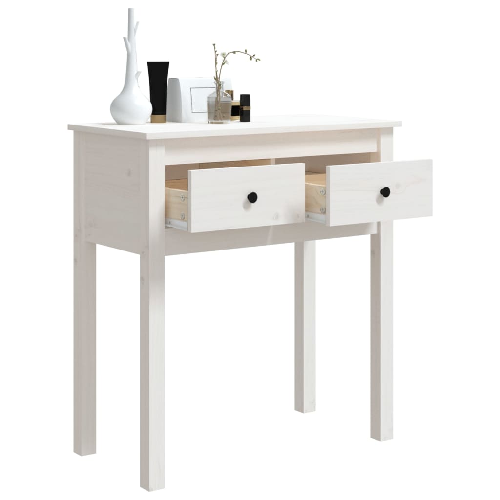 vidaXL Mesa consola 70x35x75 cm pinho maciço branco