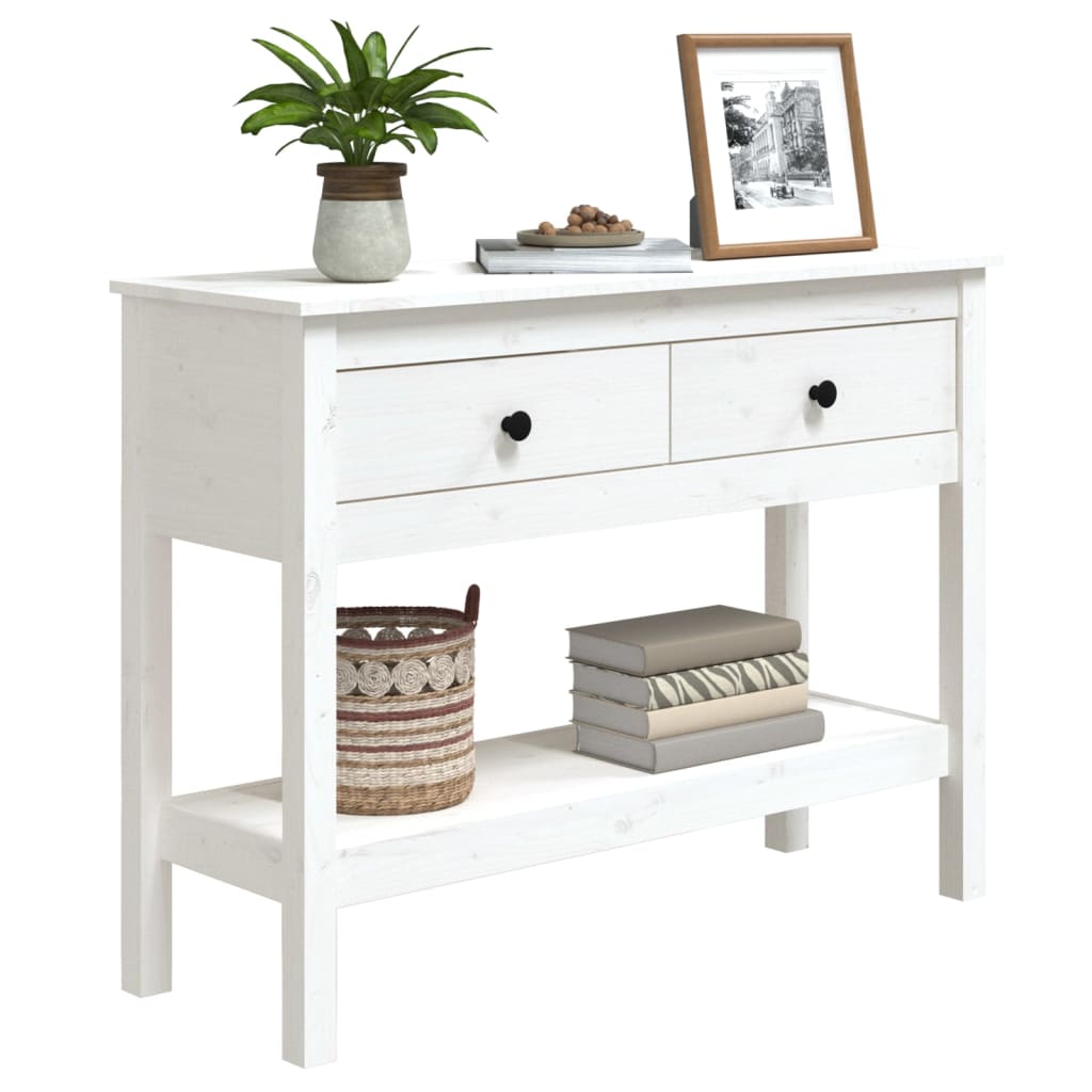 vidaXL Mesa consola 100x35x75 cm pinho maciço branco