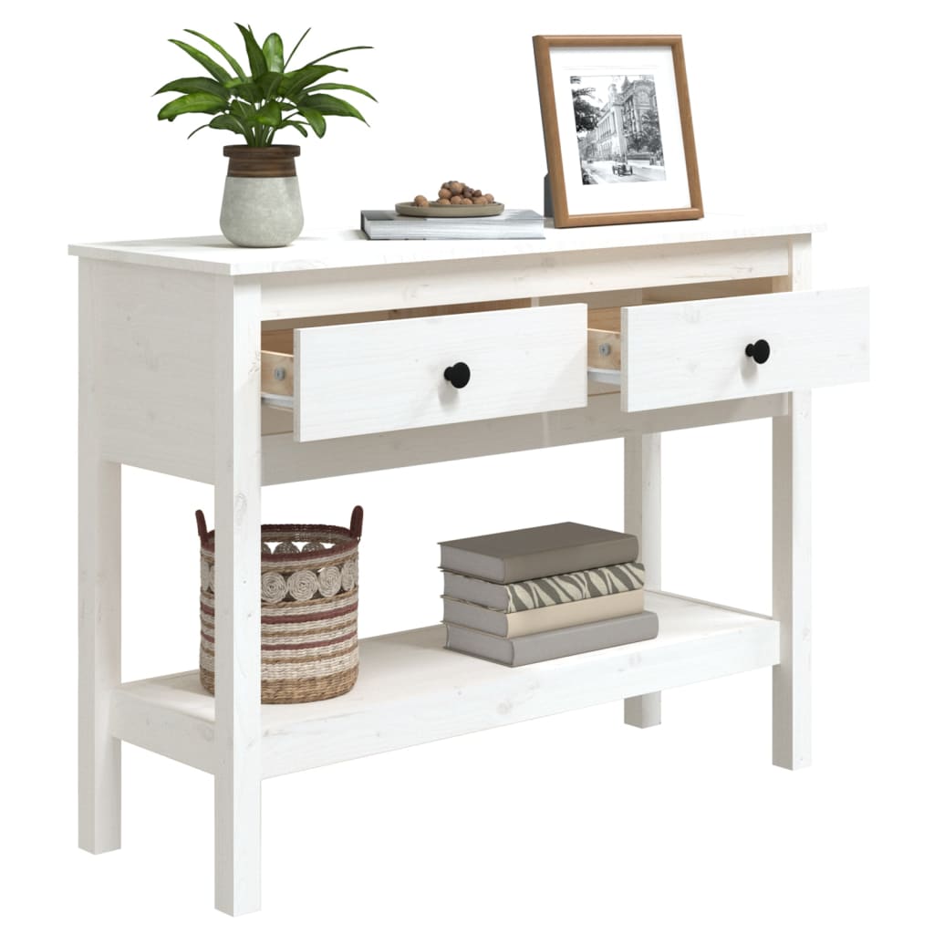 vidaXL Mesa consola 100x35x75 cm pinho maciço branco